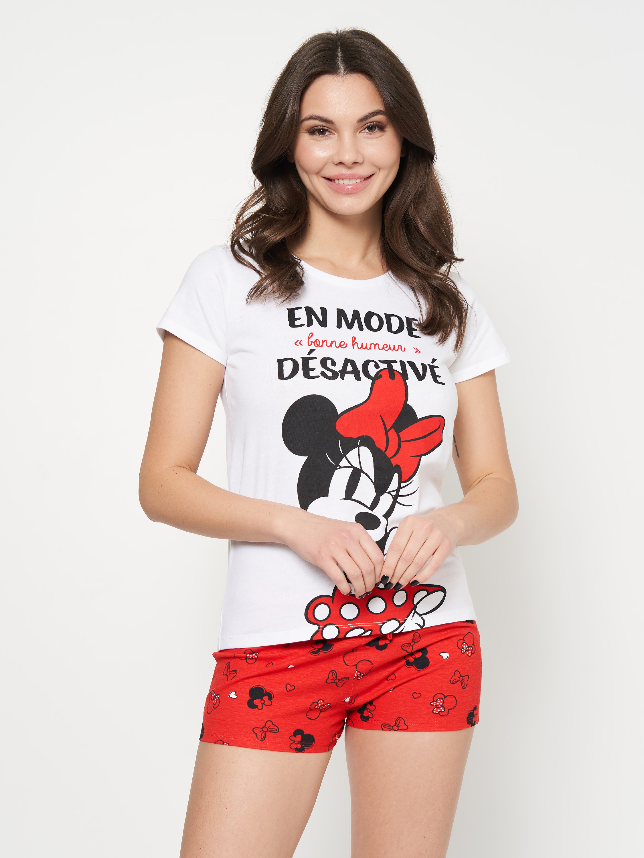 Акція на Піжама (футболка + шорти) жіноча бавовняна Disney Minnie WE3613 L Біла від Rozetka