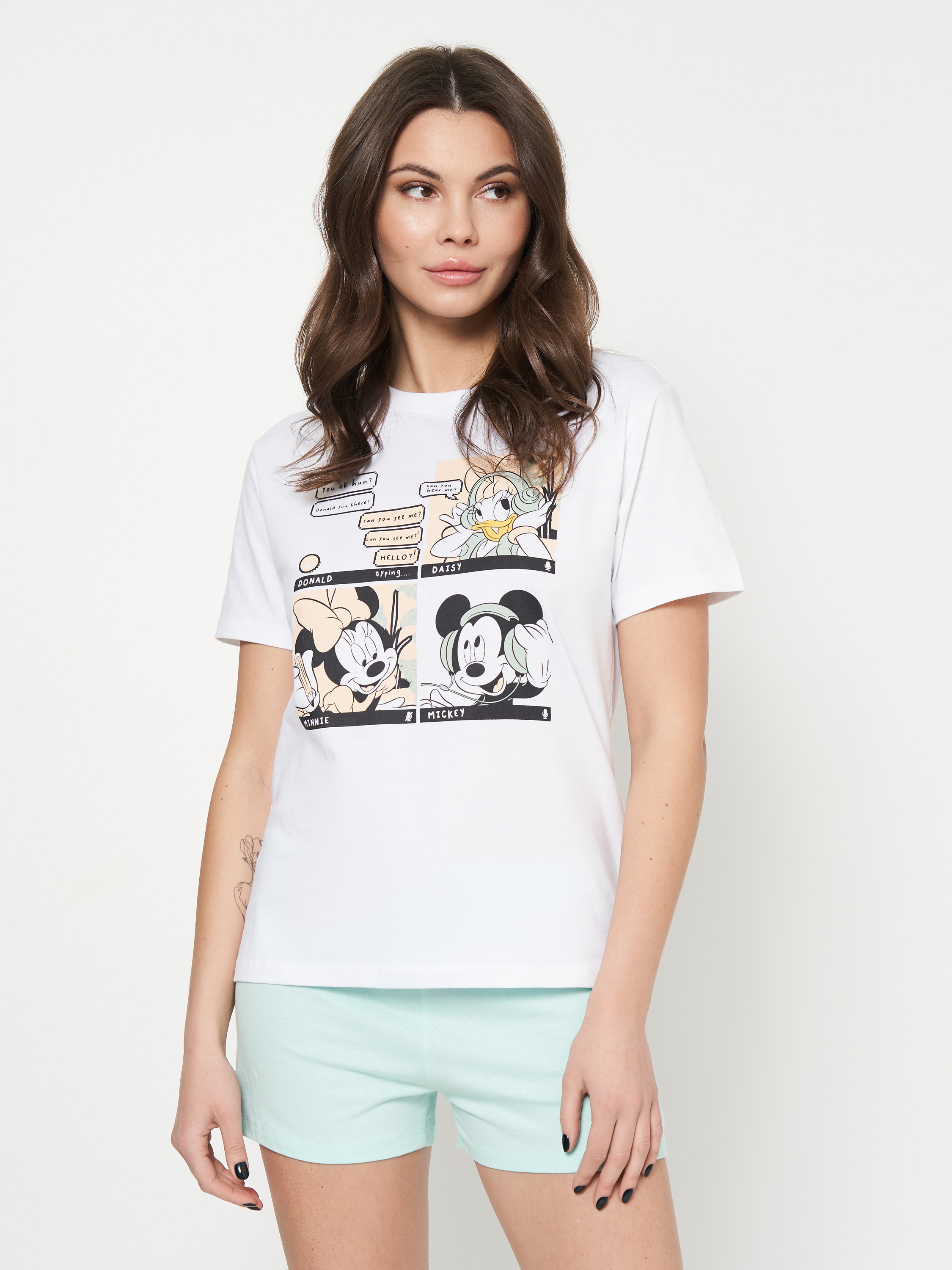 Акция на Піжама (футболка + шорти) жіноча бавовняна Disney Minnie WE3635 L Біла от Rozetka