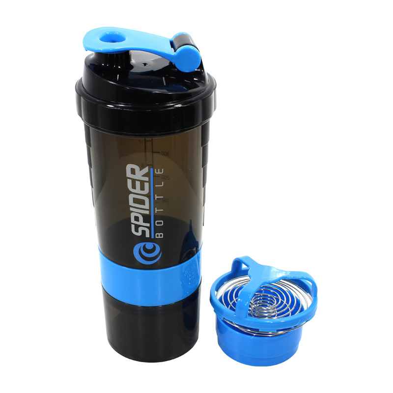 

Бутылка для воды из трех слоев SPIDER HC801 Black + Blue объем 500ml спортивного питания с поилкой