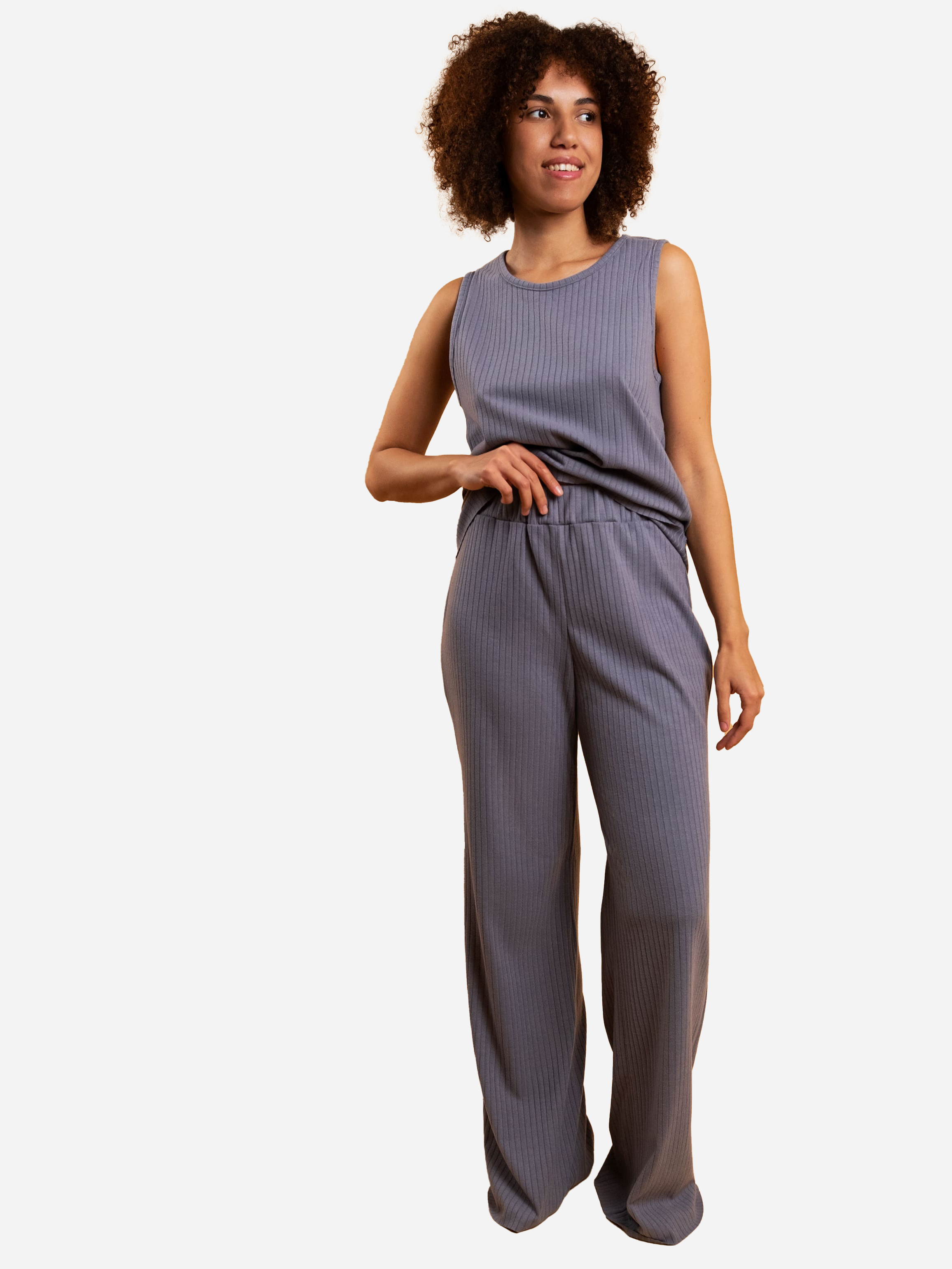 Акція на Піжамні штани жіночі великих розмірів brabrabra HOM2217010 L-XL Сірі від Rozetka