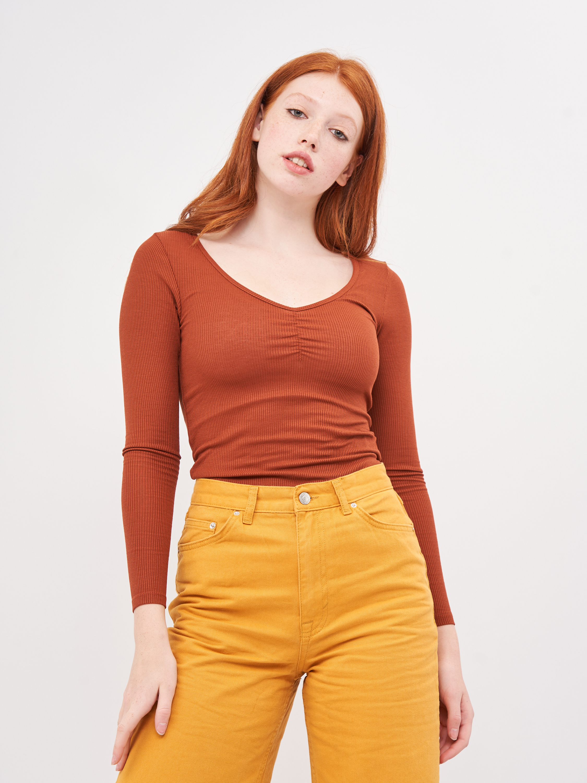 

Лонгслив Pull & Bear 9245/358/707 M Терракотовый