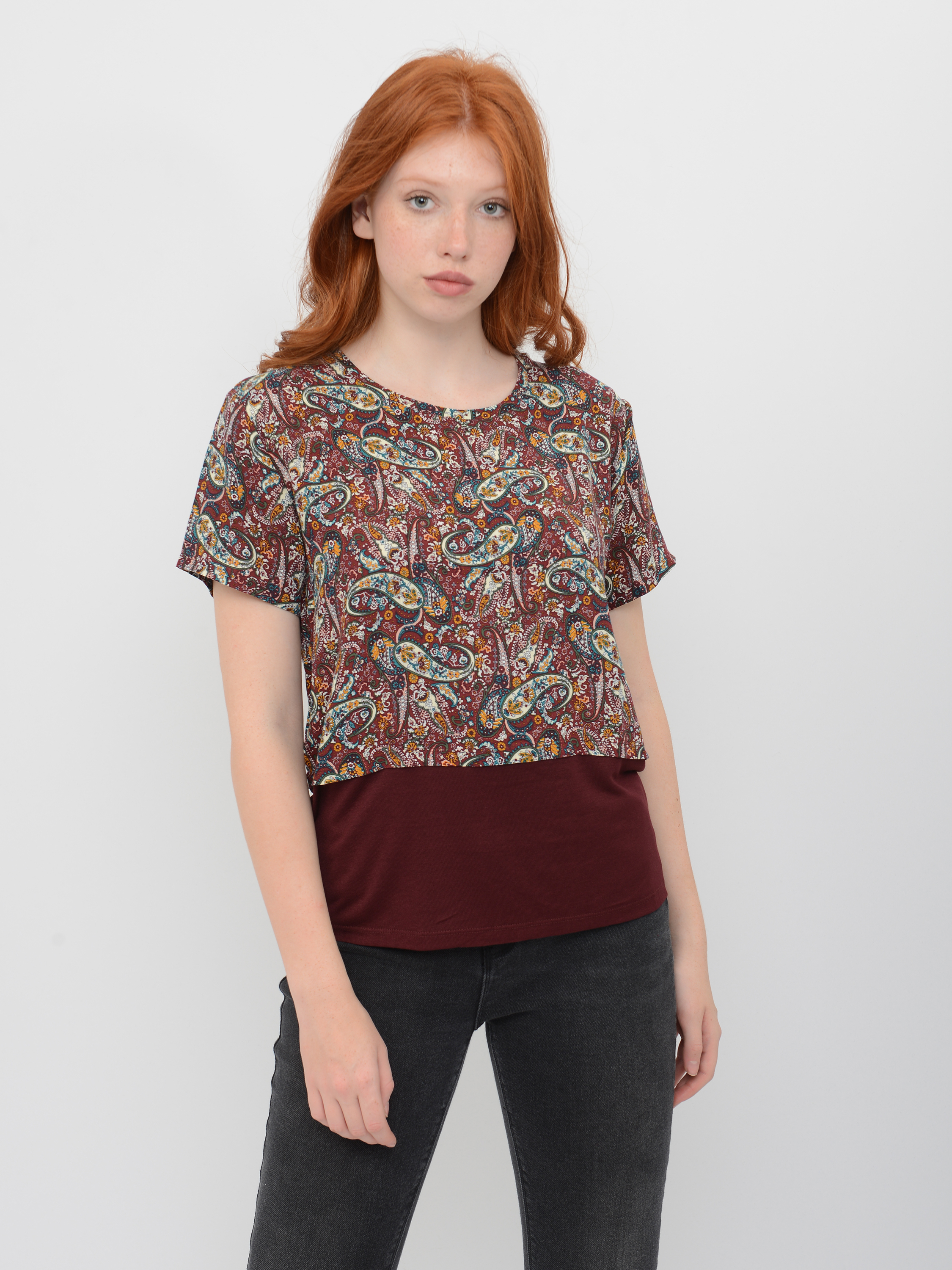 

Футболка Pull & Bear 9242/398/605 S Бордовая