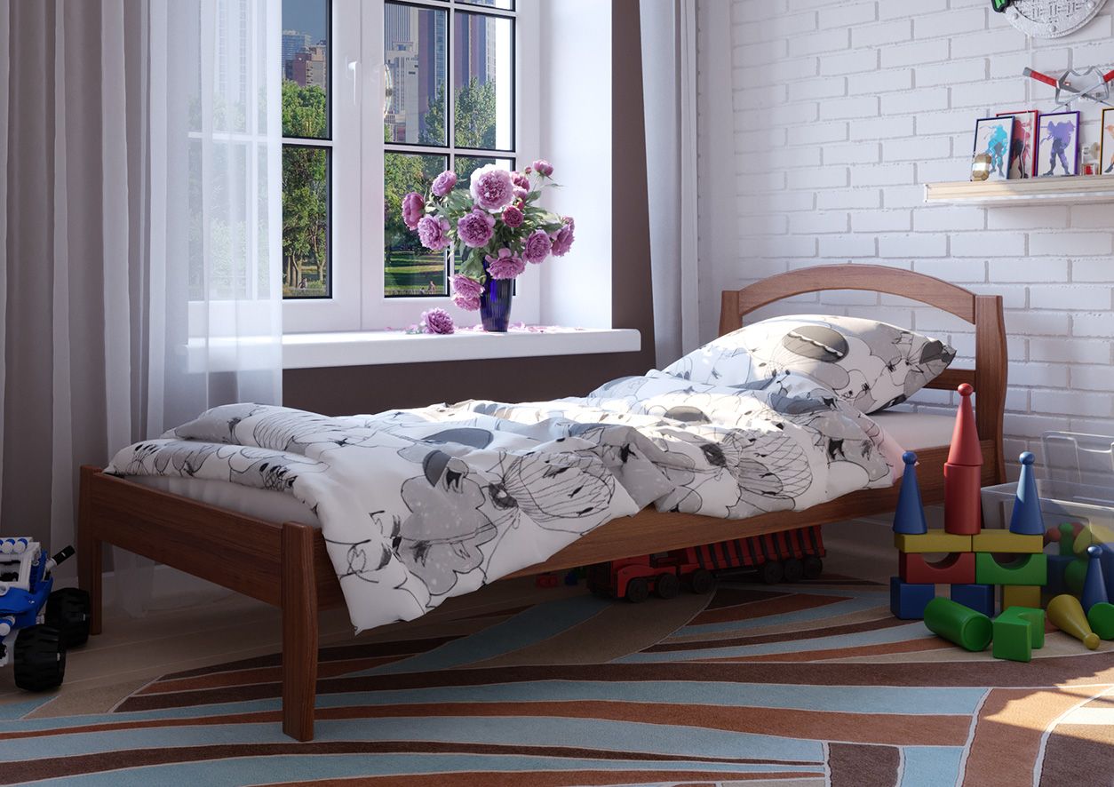 

Детская кровать деревянная из ольхи Юлия 90x200 ЧДК цвет Орех