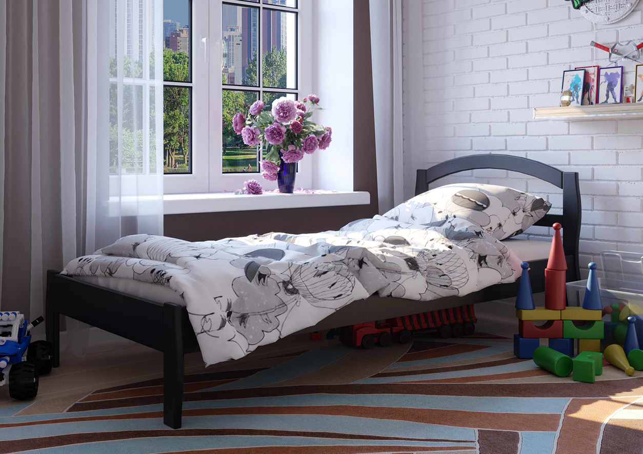 

Детская кровать деревянная из ольхи Юлия 80x200 ЧДК цвет Венге
