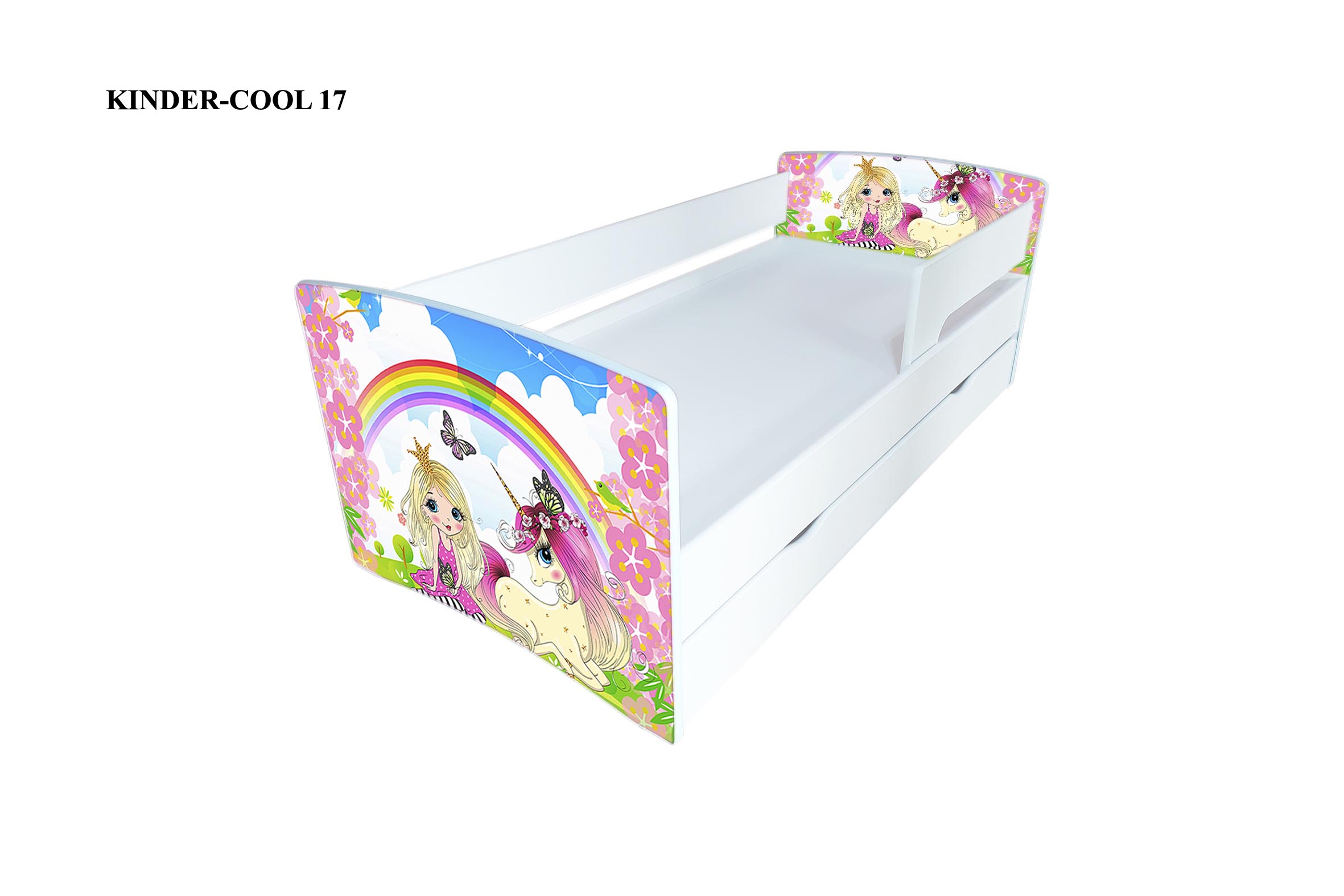 

Кровать детская Kinder-cool 17 с бортиком и ящиком 80х170 Viorina-Deko без матраса