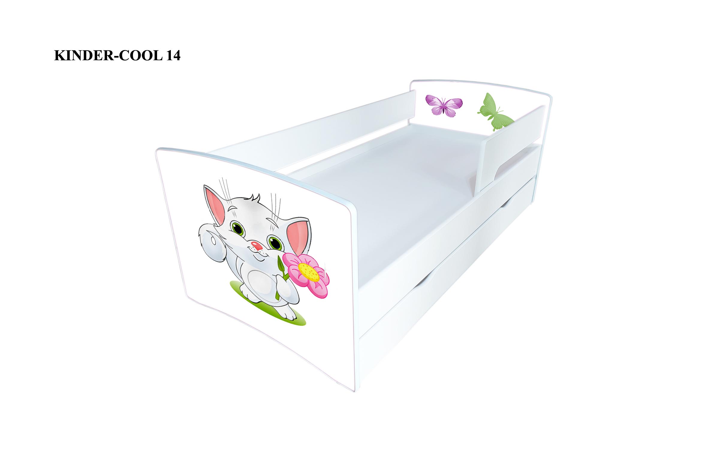 

Кровать детская Kinder-cool 14 с бортиком и ящиком 80х170 Viorina-Deko без матраса