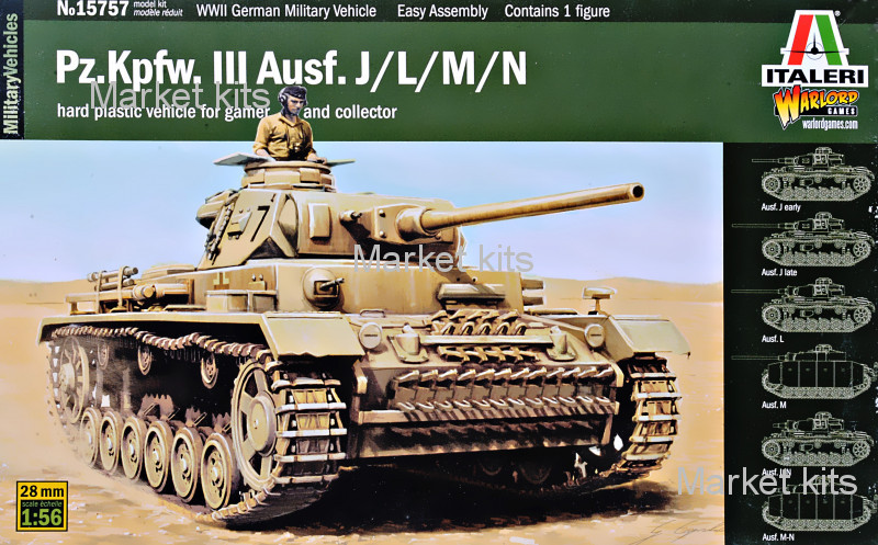 

Немецкий танк PZ.Kpfw. III Ausf. J/L/M/N 1:56 ITALERI (IT15757)
