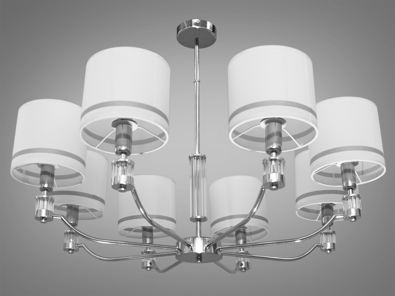 Яркая изящная люстра Diasha с абажурами для зала, цвет хром, на 8 ламп ...