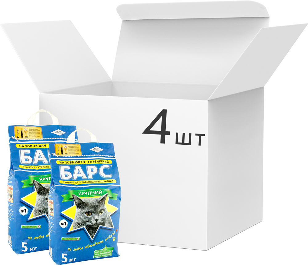 Акція на Упаковка наполнителя для кошачьего туалета Барс №1 Бентонитовый комкующий 5 кг 4 шт (4820031330046) від Rozetka UA