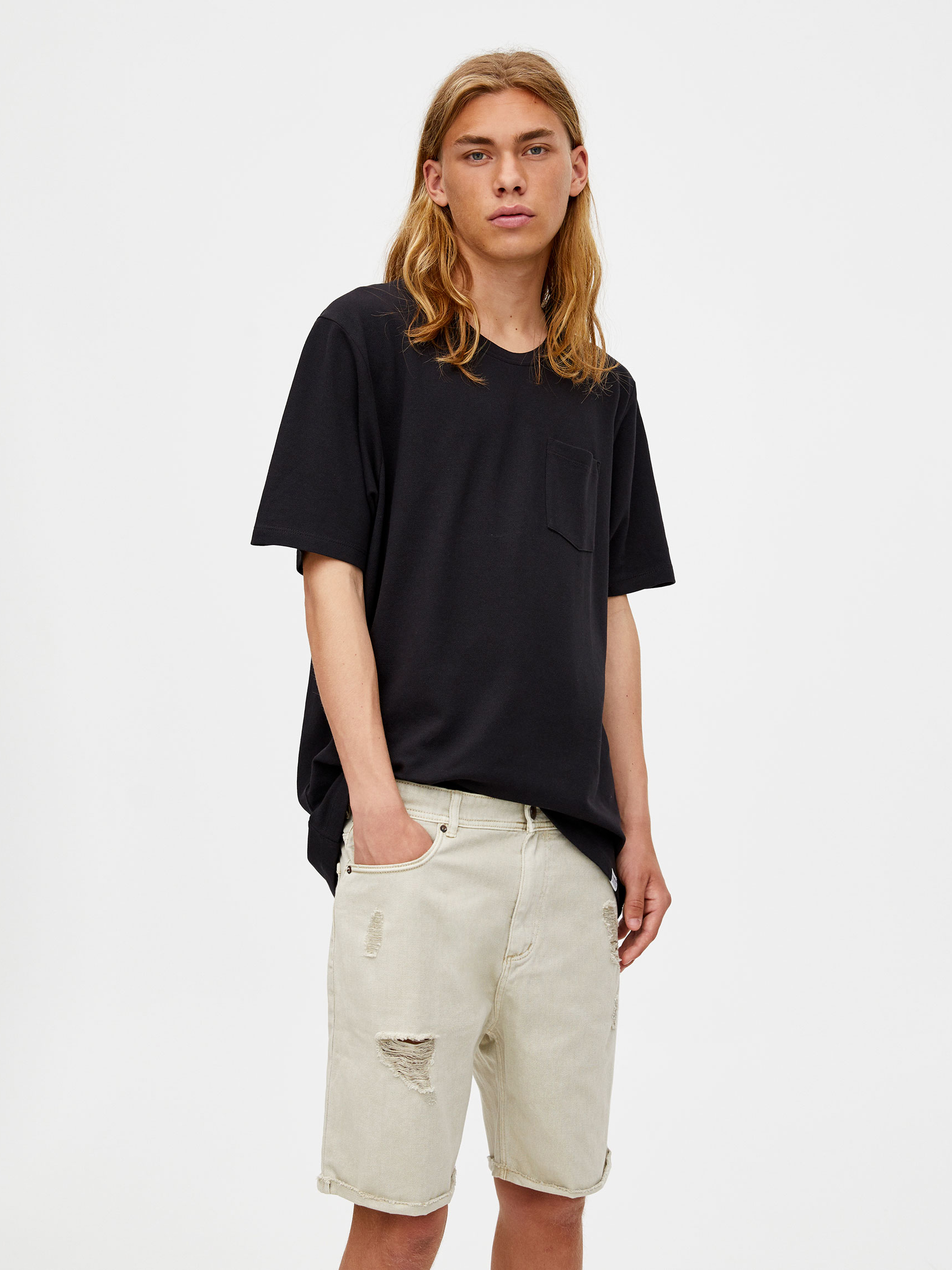 

Шорты джинсовые Pull & Bear 5696-504-710 48 Бежевые