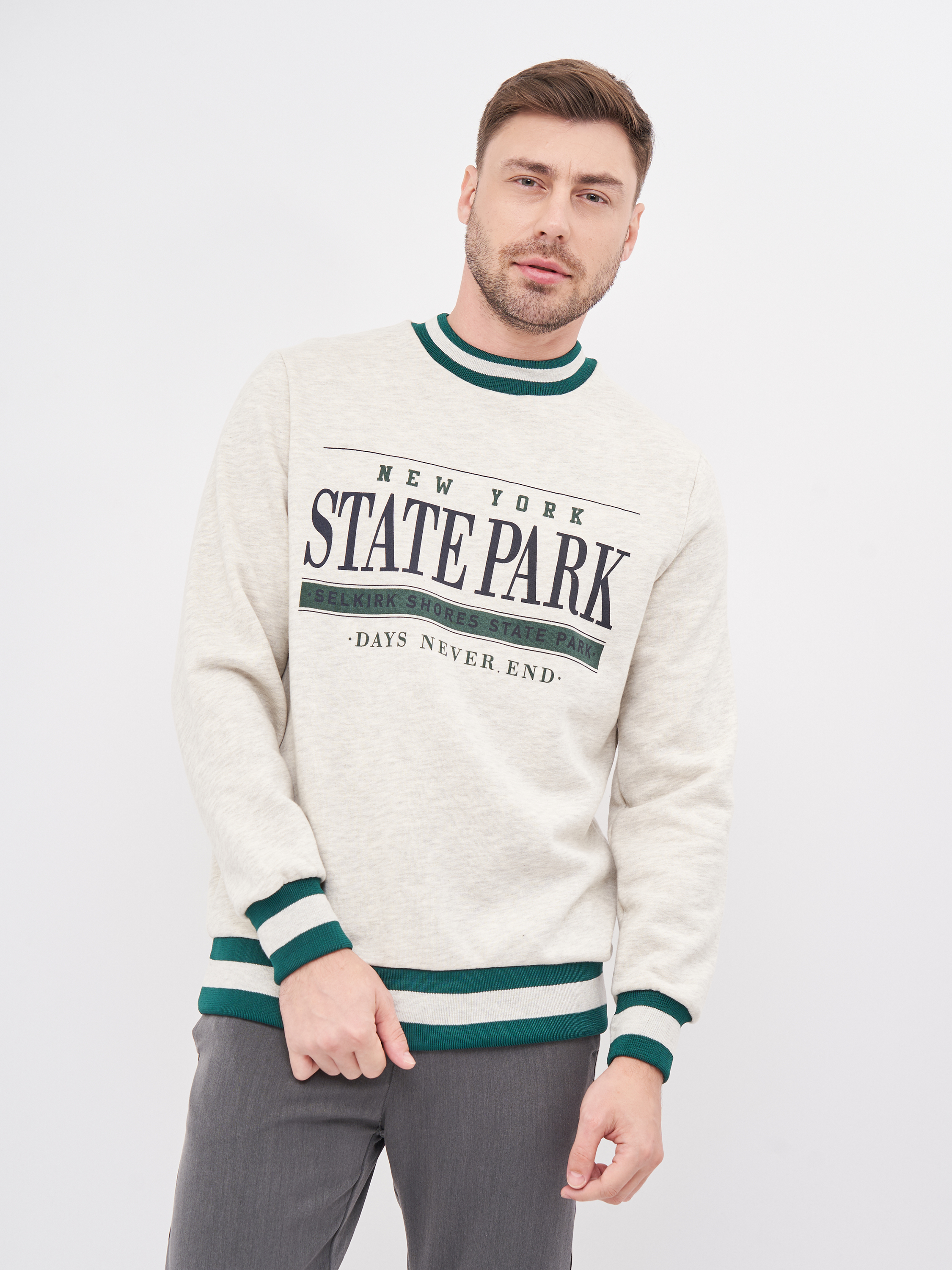 

Свитшот Pull & Bear 9595-538-827 S Серый с зеленым