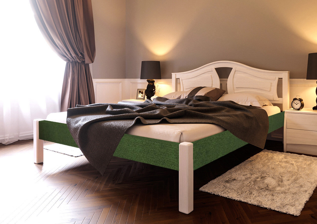 

Кровать двуспальная из натурального дерева и ДСП Италия Дерево Комби ЧДК в спальню 160x200 Зеленый/Белый