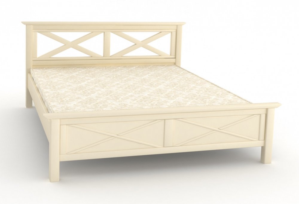 

Кровать двуспальная из натурального дерева сосна Прованс MebiGrand в спальню 160x200 Бежевый