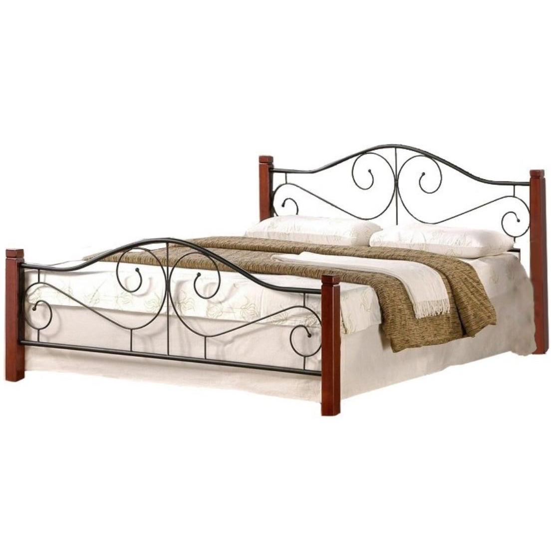 

Кровать полуторная 140x200 Violetta 140 дерево черешня античная/металл черный Halmar Польша (без матраса)