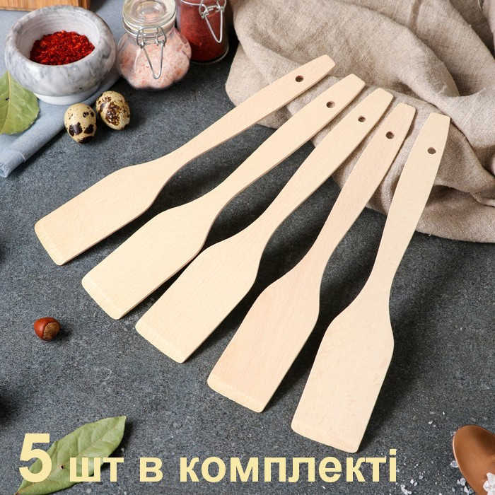 Дерев'яна лопатка для посуду Верховина 5 шт в комплекті – фото, отзывы ...