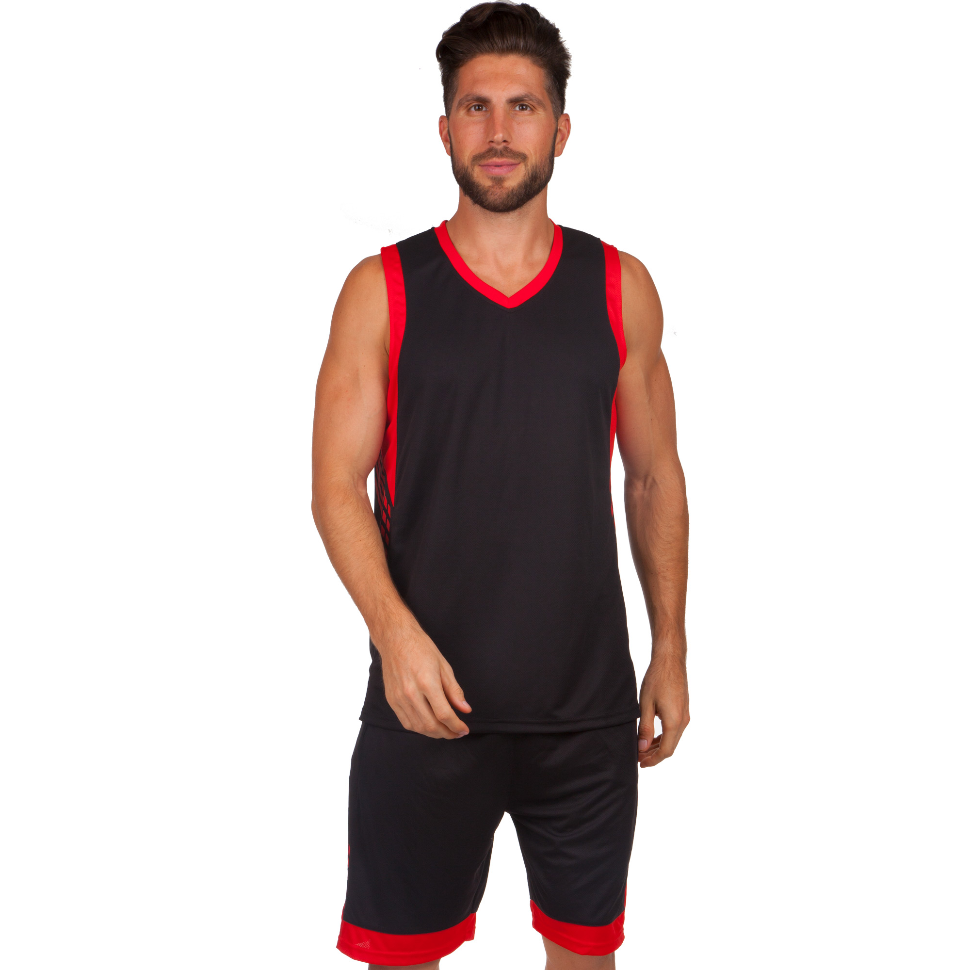 

Форма баскетбольная мужская (черный-красный), Размер XXXL