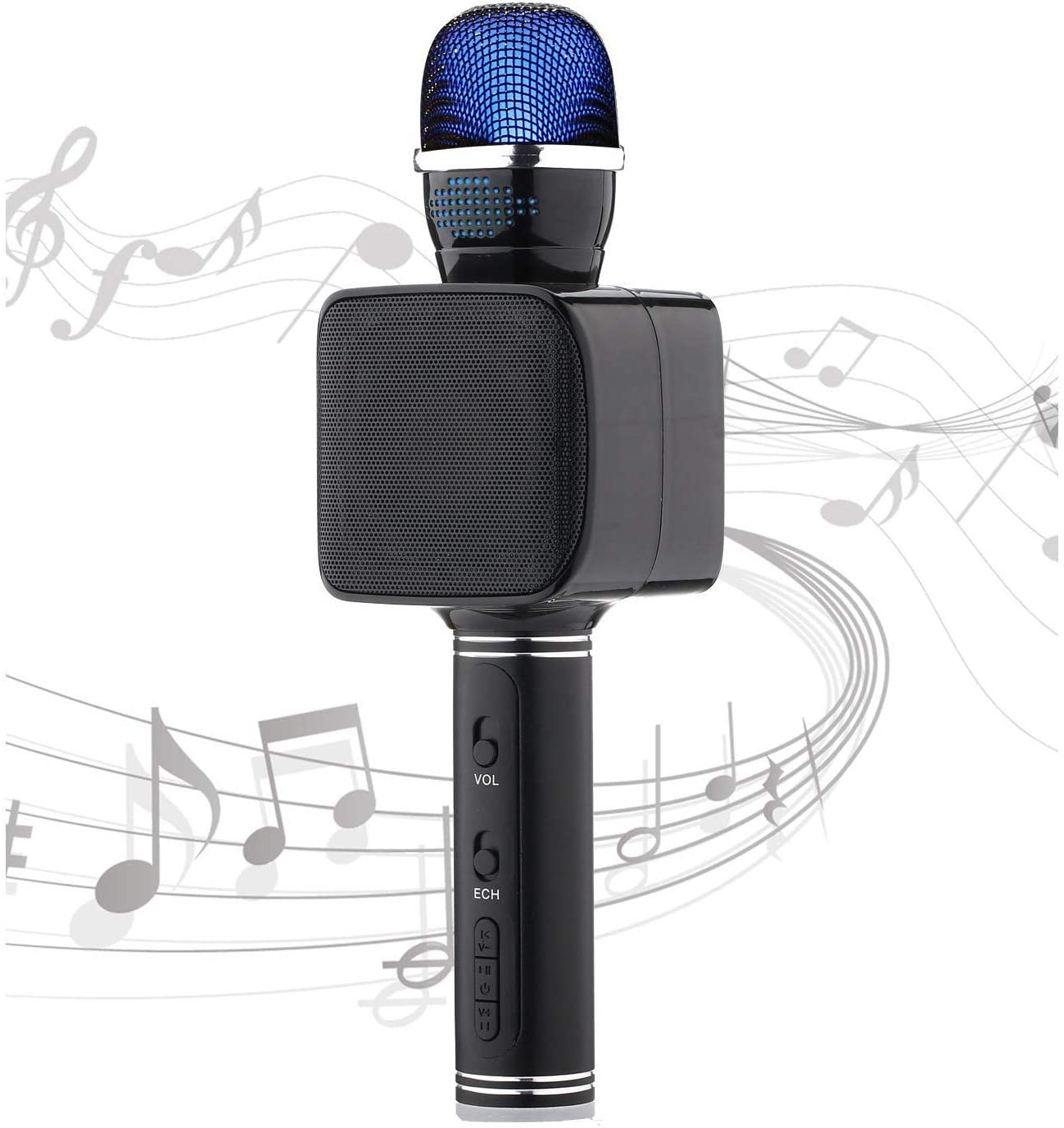 

Беспроводной Bluetooth микрофон караоке Magic Karaoke YS-68 LED 2 динамика с мембраной низких частот Black