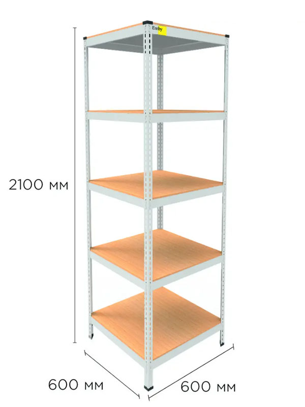Стеллаж металлический полочный MRL-2100 (600x600) Белый разборно ...