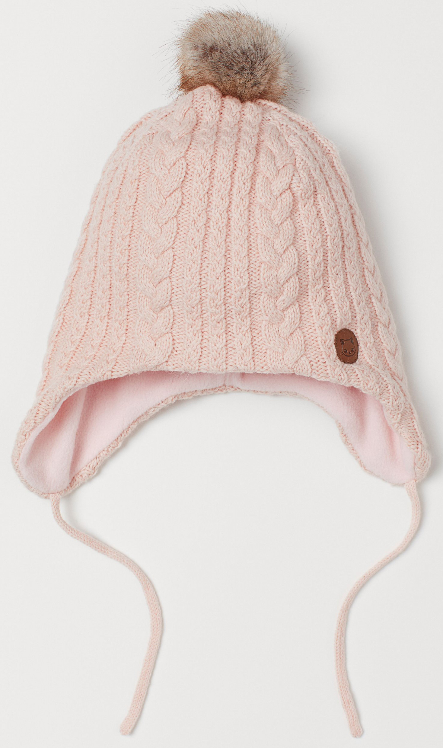 

Зимняя шапка с завязками H&M 7399330 57 см Светло-розовая