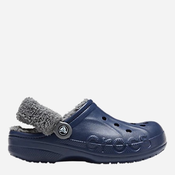 Акція на Жіночі крокси утеплені Crocs Baya Lined Fuzz Strap 206633-4HE 39-40 (M7-W9) 25 см Сині від Rozetka