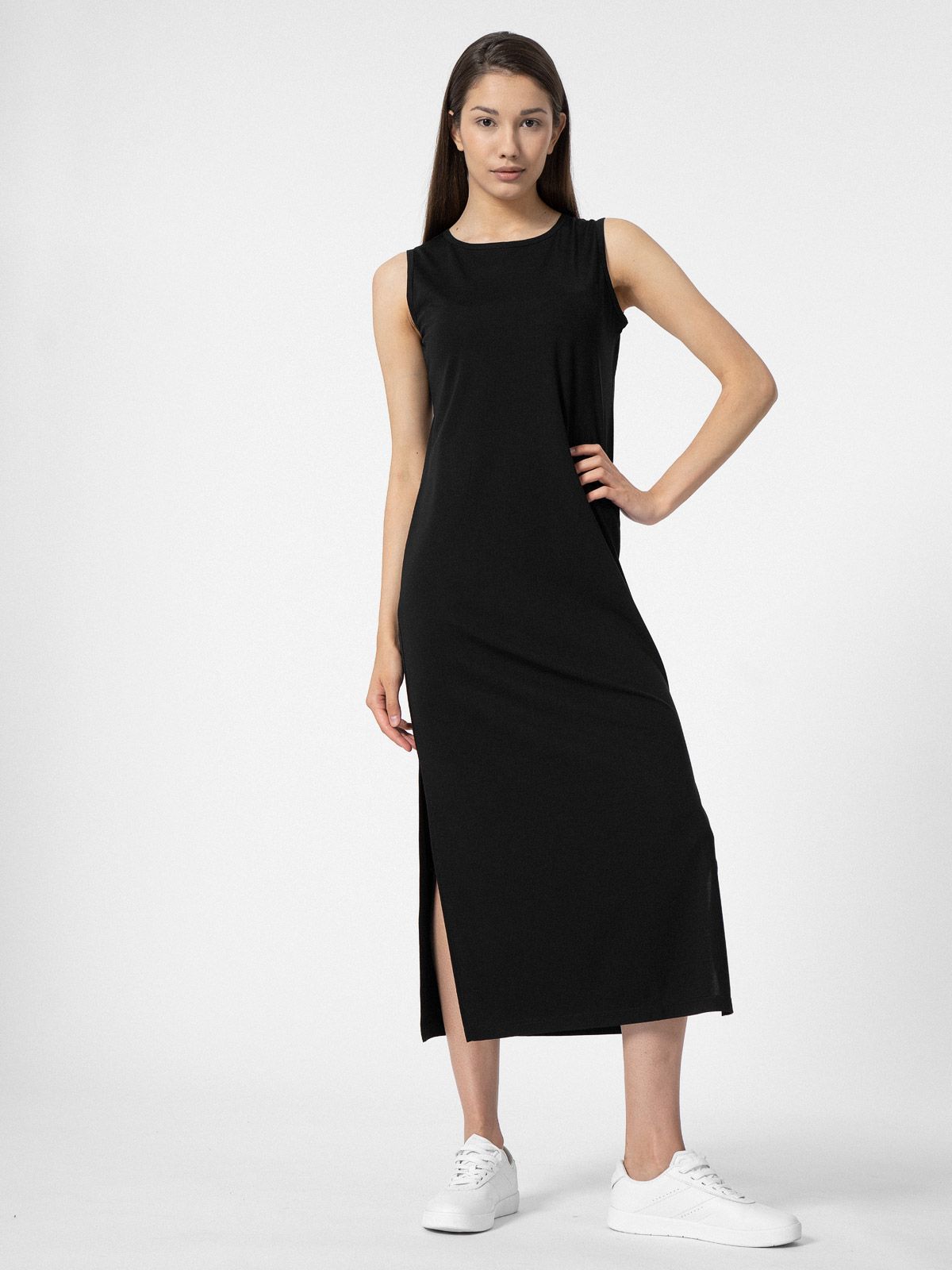 Акція на Сукня міді літня жіноча 4F Dress F049 4FSS23TDREF049-20S M Чорна від Rozetka