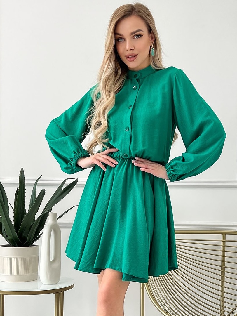 Акція на Плаття-сорочка коротке літнє жіноче ISSA PLUS 13816 S Зелене від Rozetka