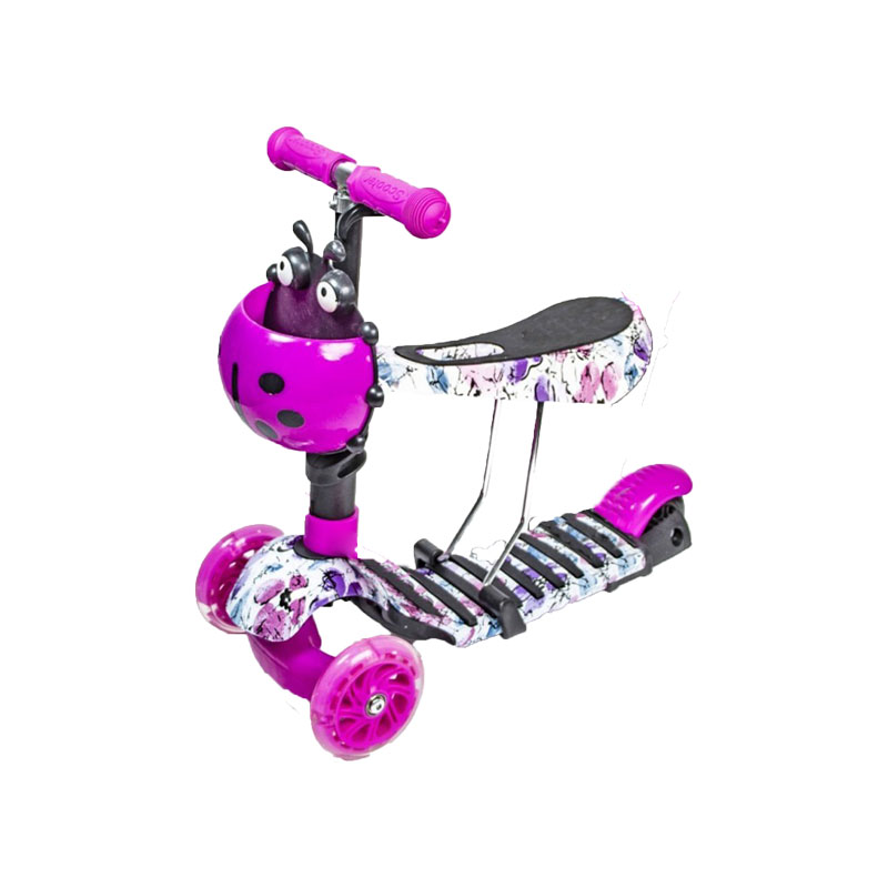 Самокат дитячий Scooter "Букашка" 5 в 1 сидіння Flowers Fiolet (2T1005 ...