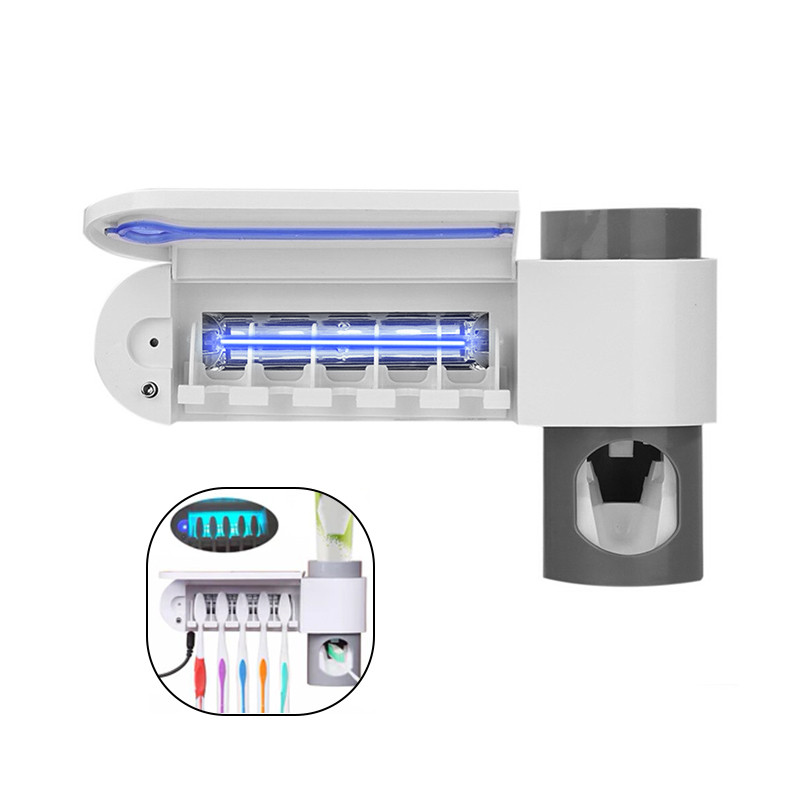 

Диспенсер зубной пасты, стерилизатор, держатель зубных щеток Toothbrush Sanitizer 3 в 1 органайзер проводной