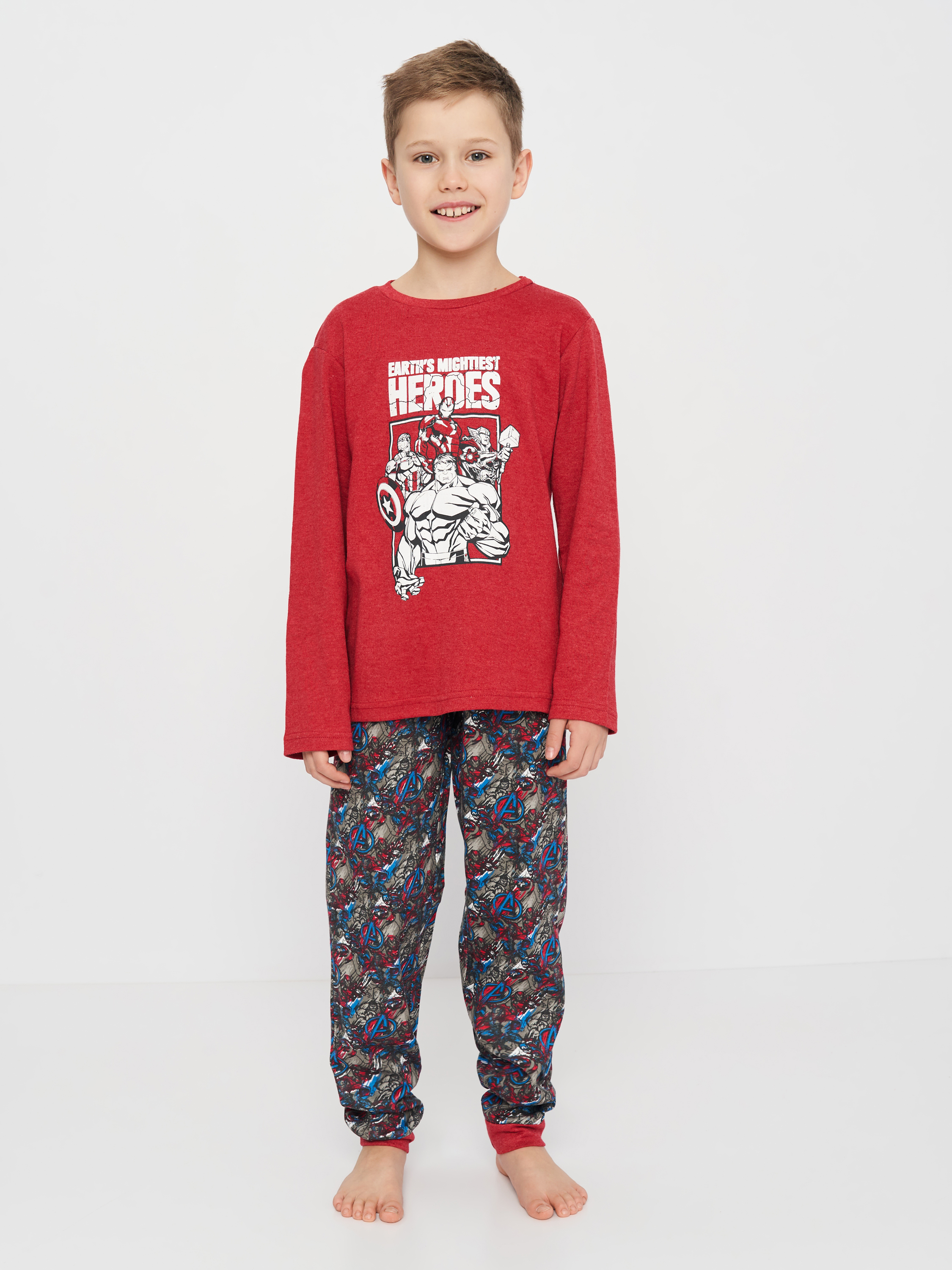 Акція на Піжама (футболка з довгими рукавами + штани) для хлопчика Disney Marvel 2200007701 122-128 см Червона від Rozetka