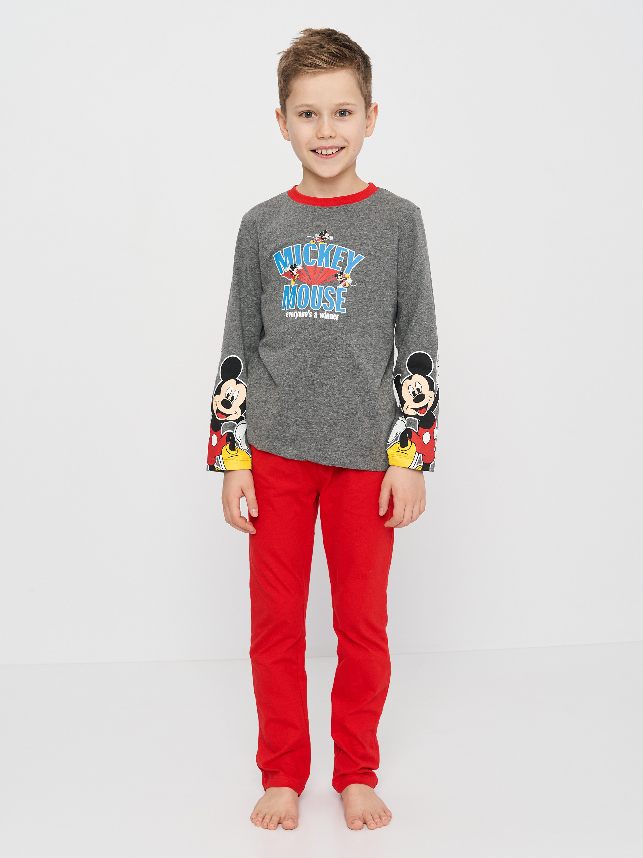 Акція на Піжама (футболка з довгими рукавами + штани) для хлопчика Disney Mickey VH2006 104-110 см Сіра від Rozetka