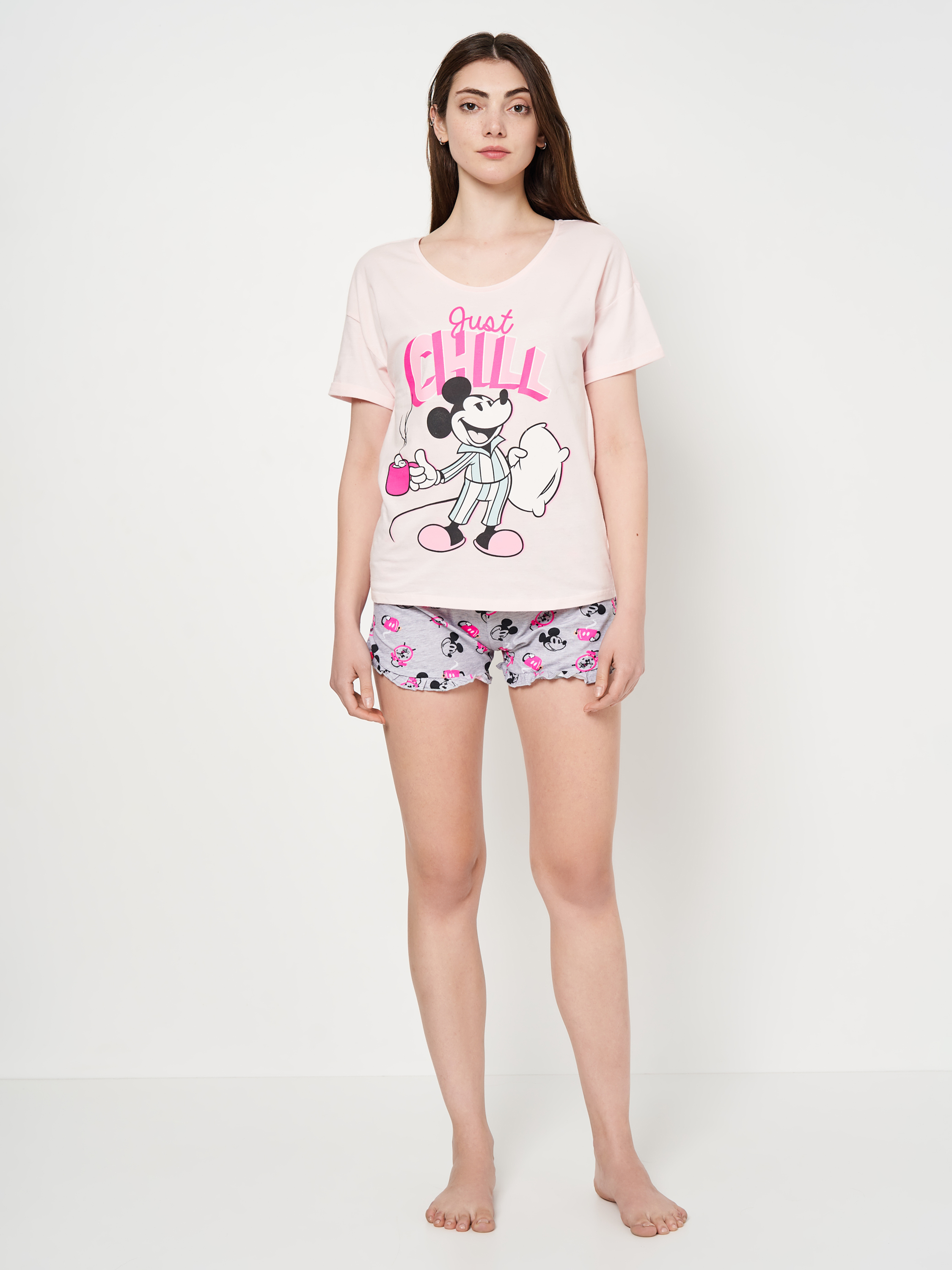 Акція на Піжама (футболка + шорти) жіноча бавовняна Disney Mickey WE3618 L Рожева від Rozetka