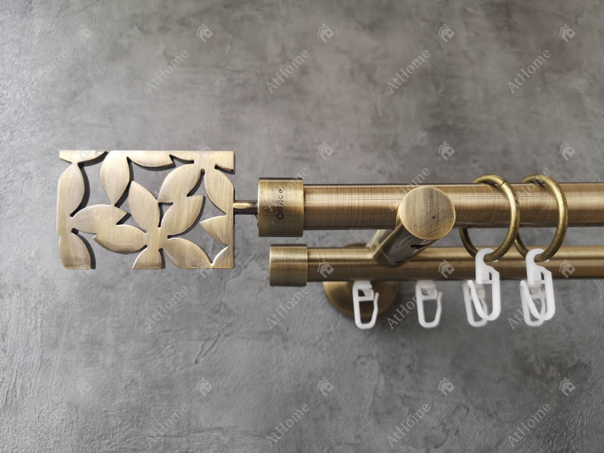 

Карниз Quadrum Делия 160 см двойной Антик 19/19 мм гладкая/импрессионная (кольца с крючками)