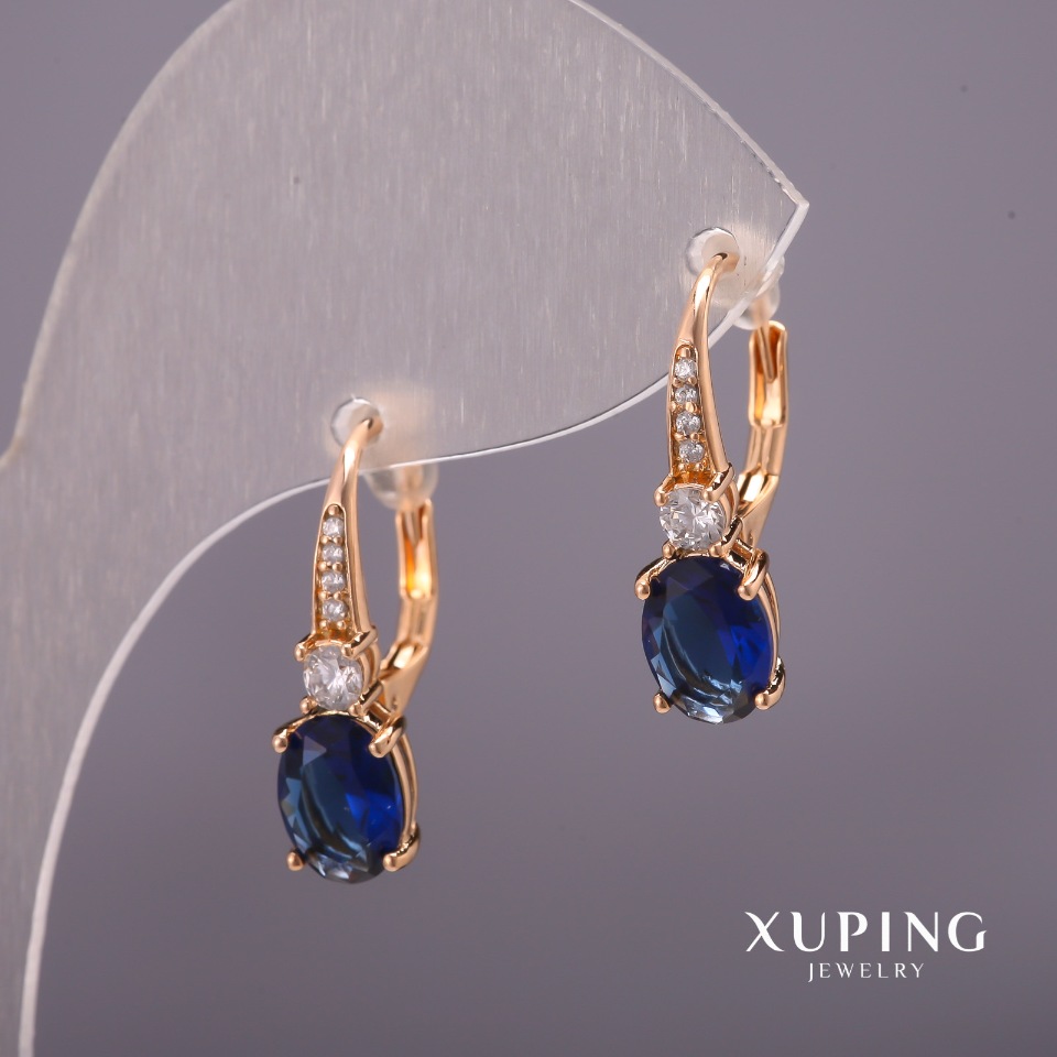 

Серьги Xuping с синими камнями 6х20мм Позолота 18К, ida37903