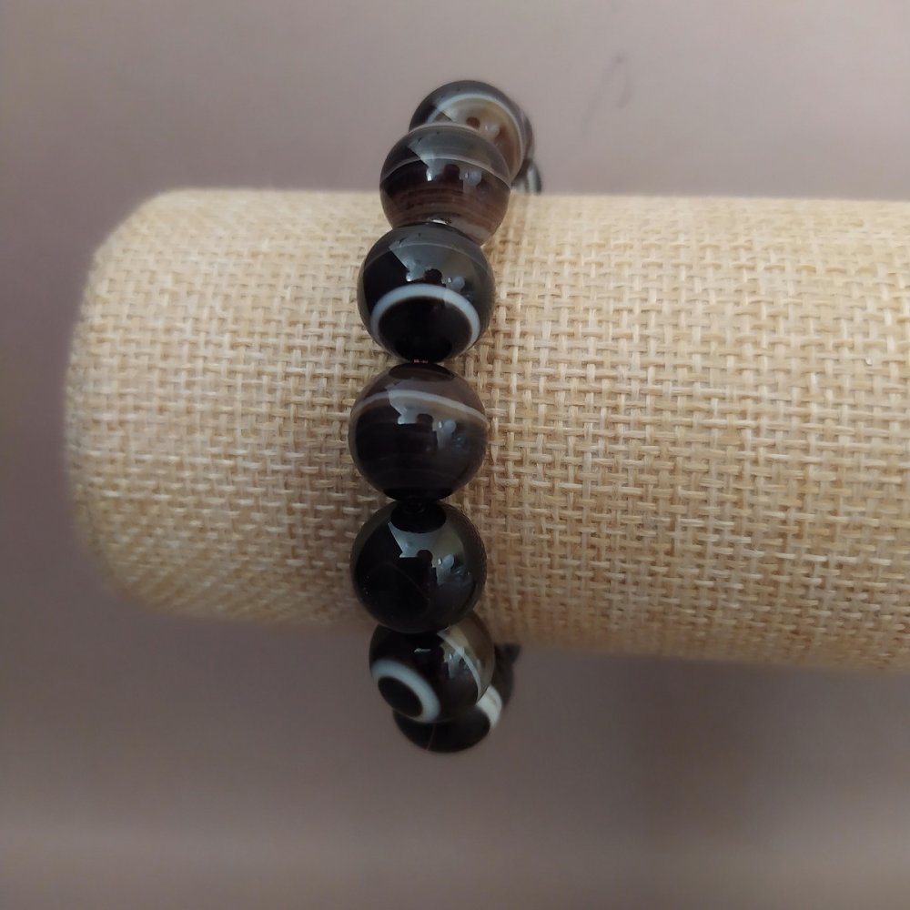 

Браслет Агат гладкий шарик 12мм на резинке обхват 18см, ida21115