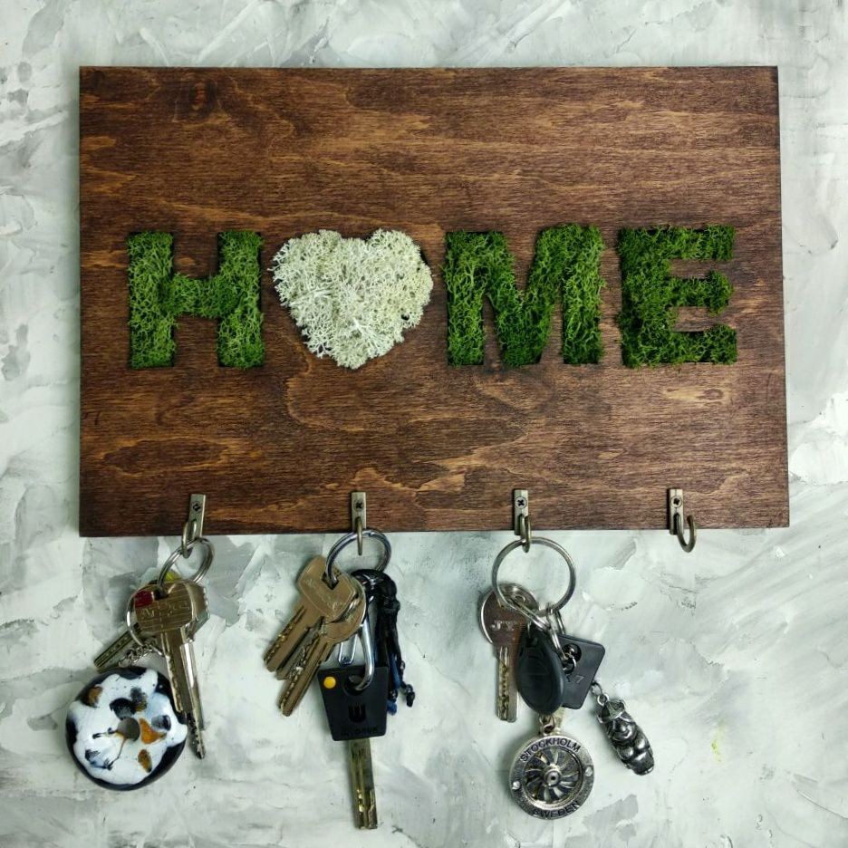 

Ключница «HOME» MyWood березовая фанера и стабилизированный мох