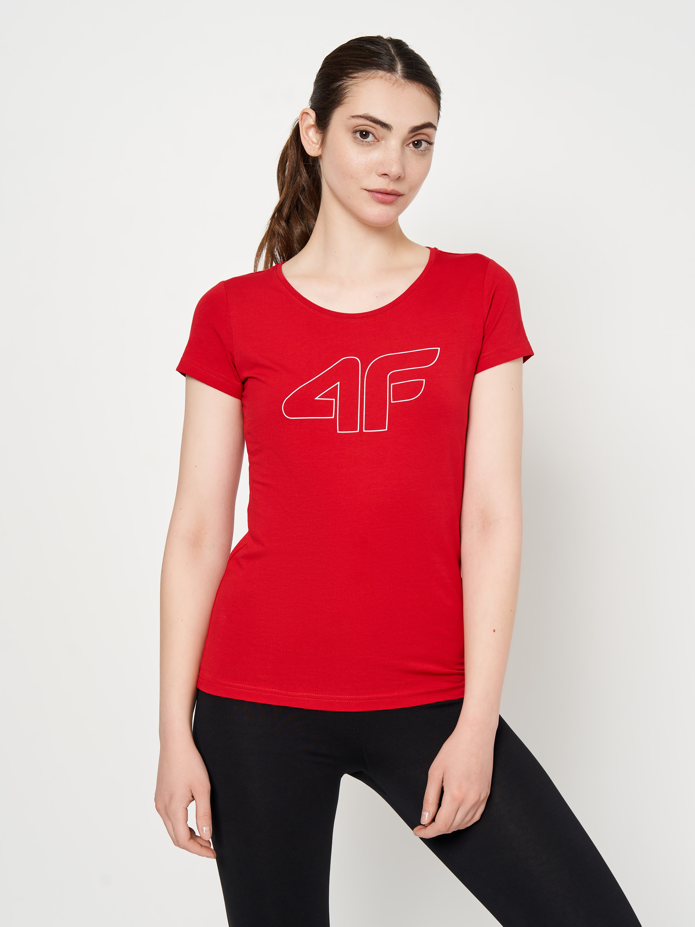 Акція на Футболка жіноча 4F Tshirt F583 4FSS23TTSHF583-62S XL Червона від Rozetka