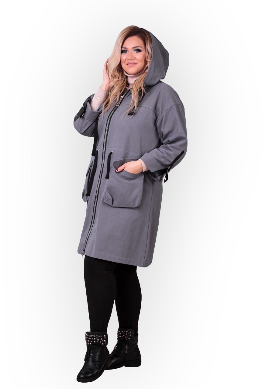 

Куртка демисезонная Clothes Plus 1190-2 - Серая, Куртка демисезонная Clothes Plus 1190-2 56-58 Серая
