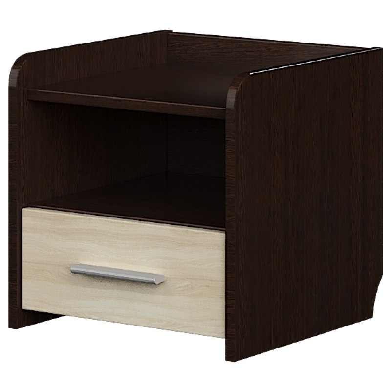 

Прикроватная тумбочка в спальню Т 1 из ДСП венге темный/дуб молочный цвет Эверест