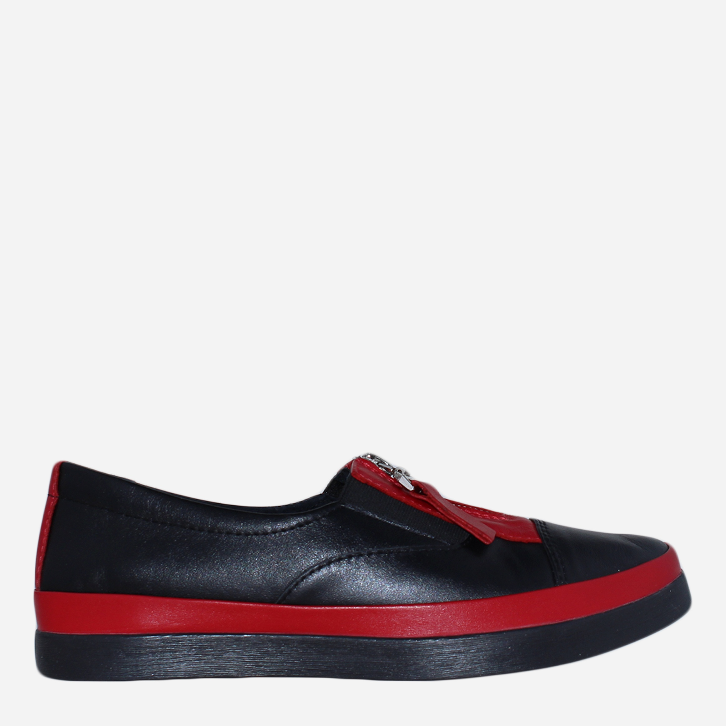 Акція на Жіночі туфлі Prellesta R1409 39 24.5 см Чорні з червоним від Rozetka