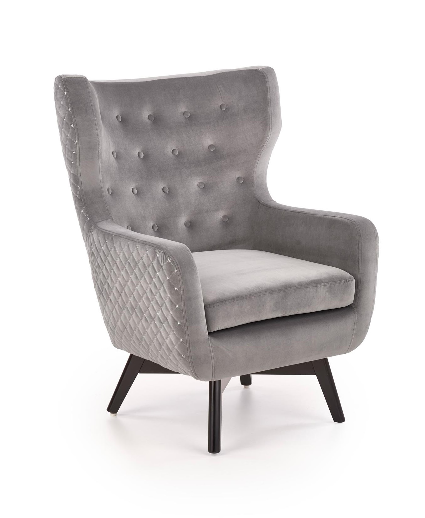 

Мягкое кресло для отдыха в гостиную, спальню Marvel дерево черный/бархатная ткань серый цвет Halmar Польша