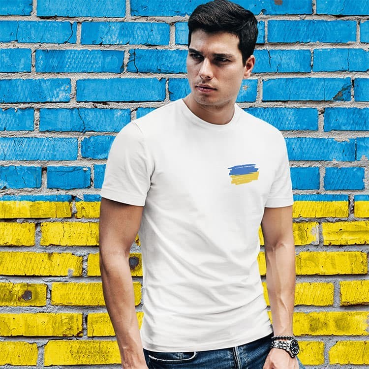 Футболка Fruit of the Loom с винтажным флагом Украины лого L Белая от ...