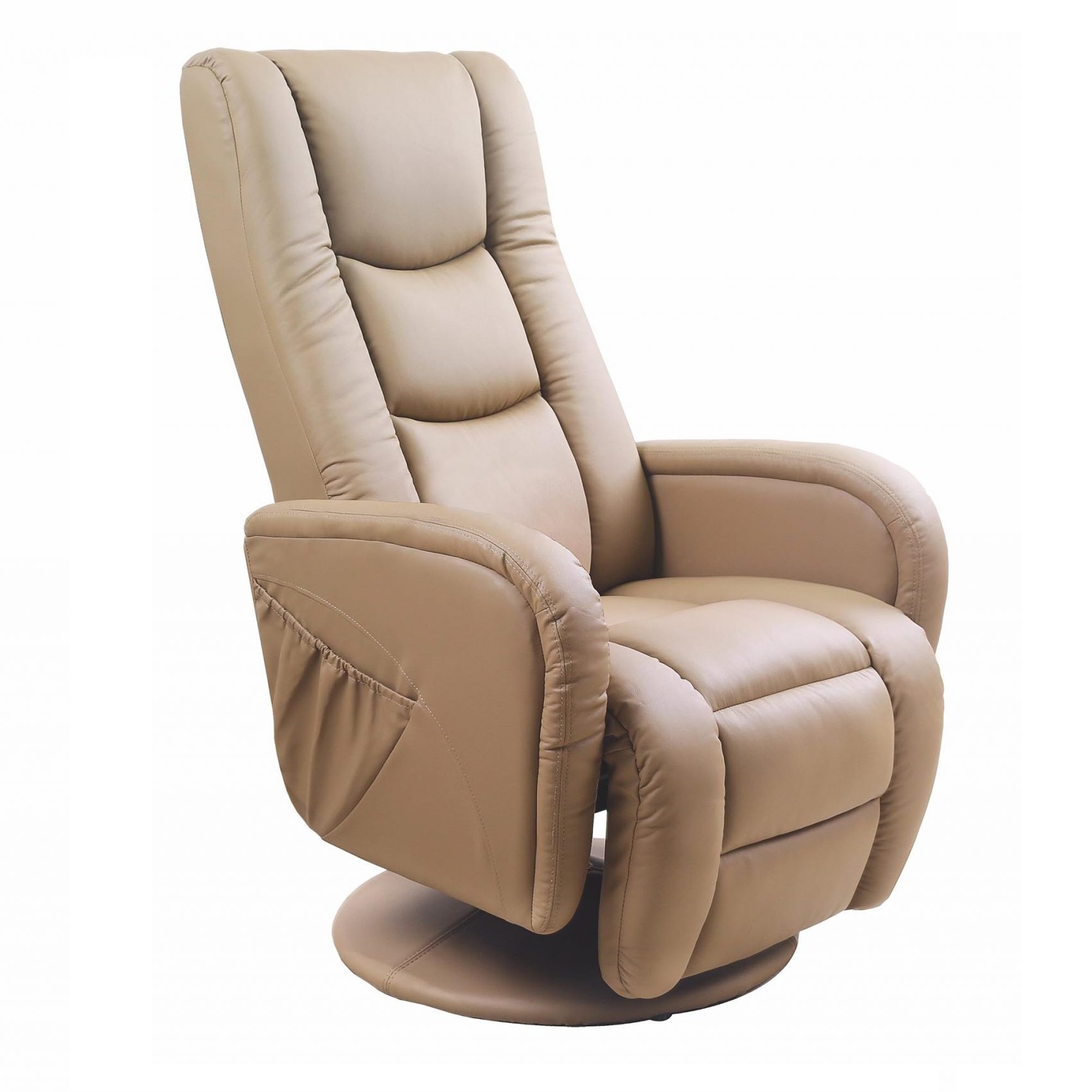 

Раскладное мягкое кресло для отдыха в гостиную, спальню Pulsar металл черный/ПВХ, экокожа бежевый цвет Halmar Польша