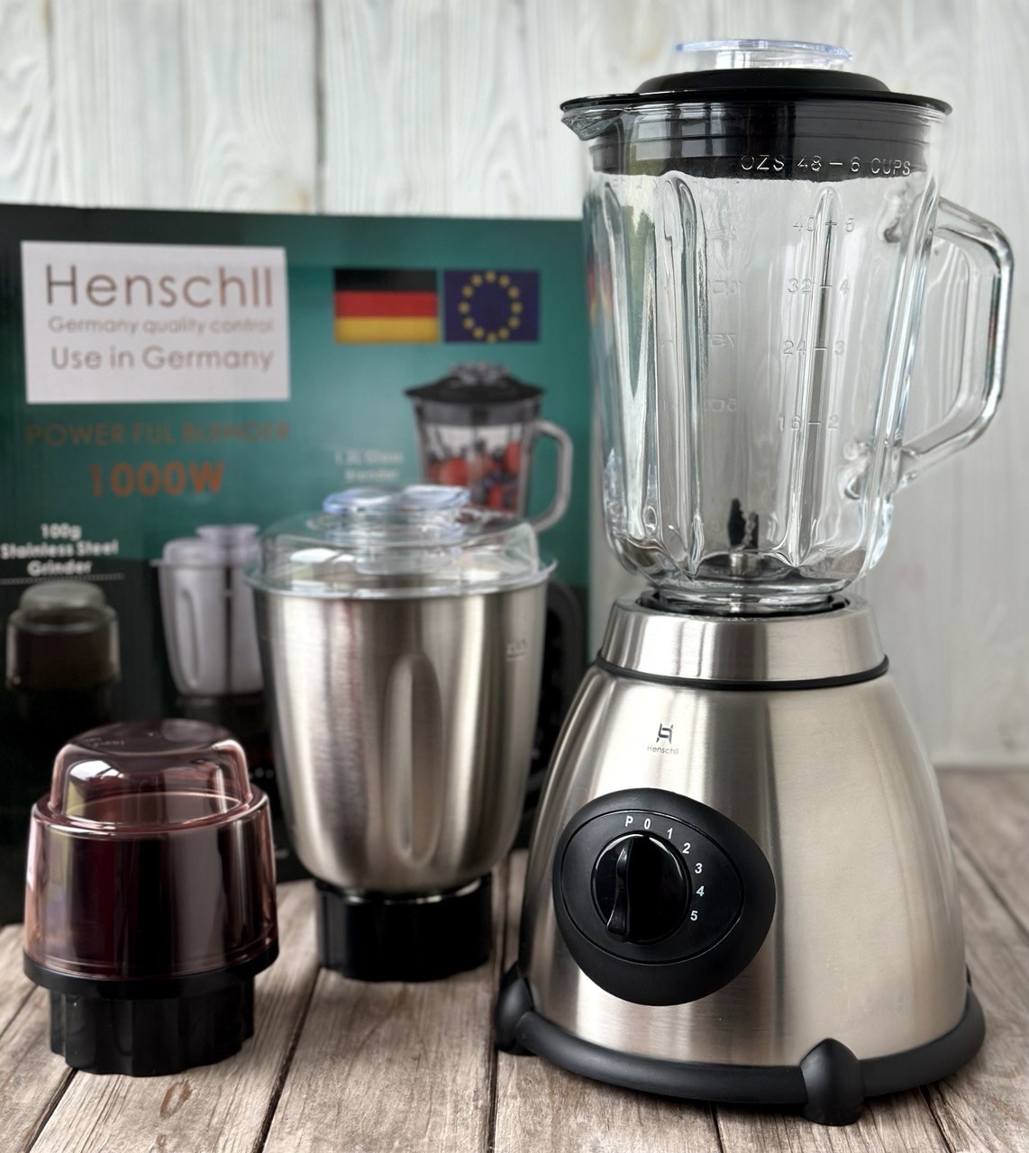 Блендер 3в1 Henschll HS-8890 с чашей 1.5л, кофемолка, измельчитель ...