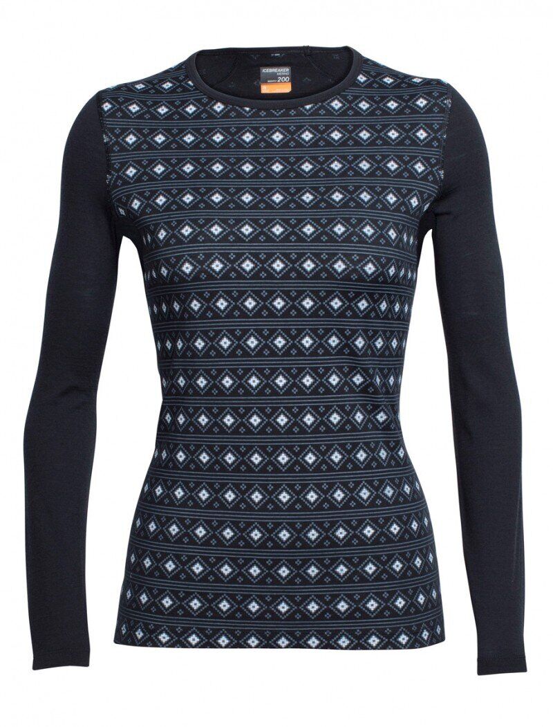 

Термофутболка женская Icebreaker 200 Oasis Long Sleeve Crewe Align Black-Snow S (103 478 001 S)