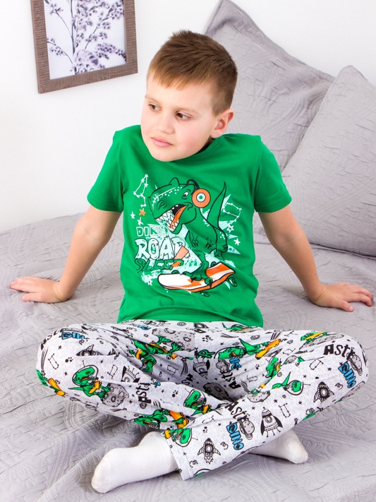 Акція на Піжама дитяча (футболка + штани) Носи Своє 6376-002-33-4 128 см Діно (зелений) (p-10204-109021) від Rozetka