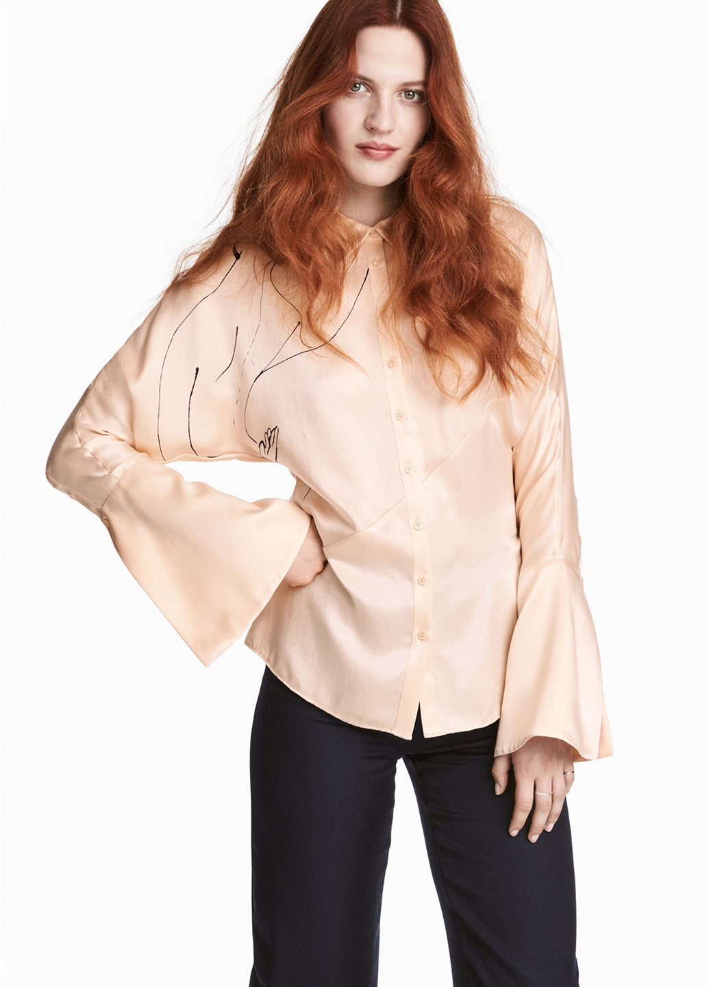 

Рубашка H&M 38 светло бежевый 0486780_рис