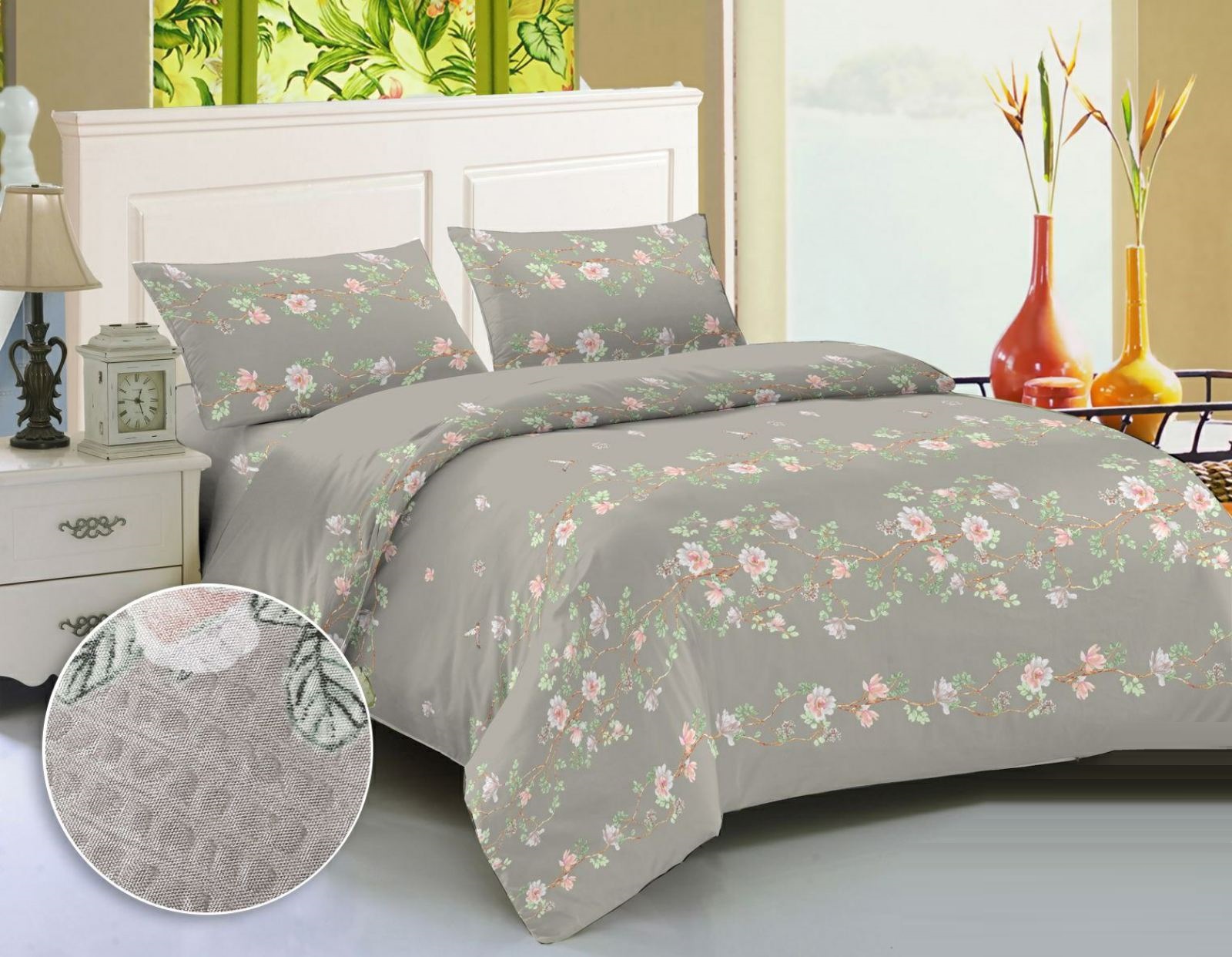 

Полуторный комплект постельного белья Vital- Textile Жатка Серый 150х220см