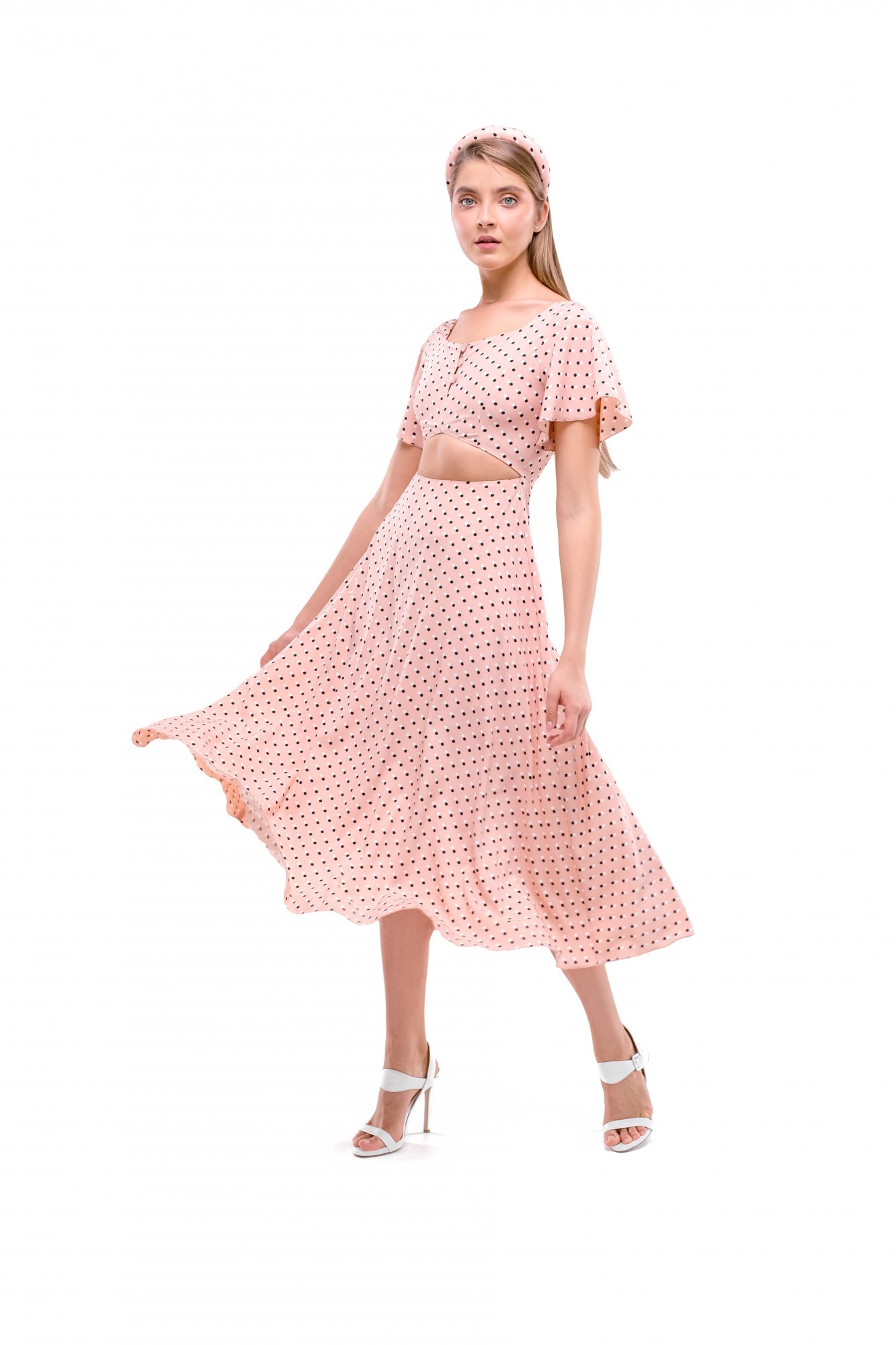 

Платье MISHKI в горошек ХХS бежевое mi013/19