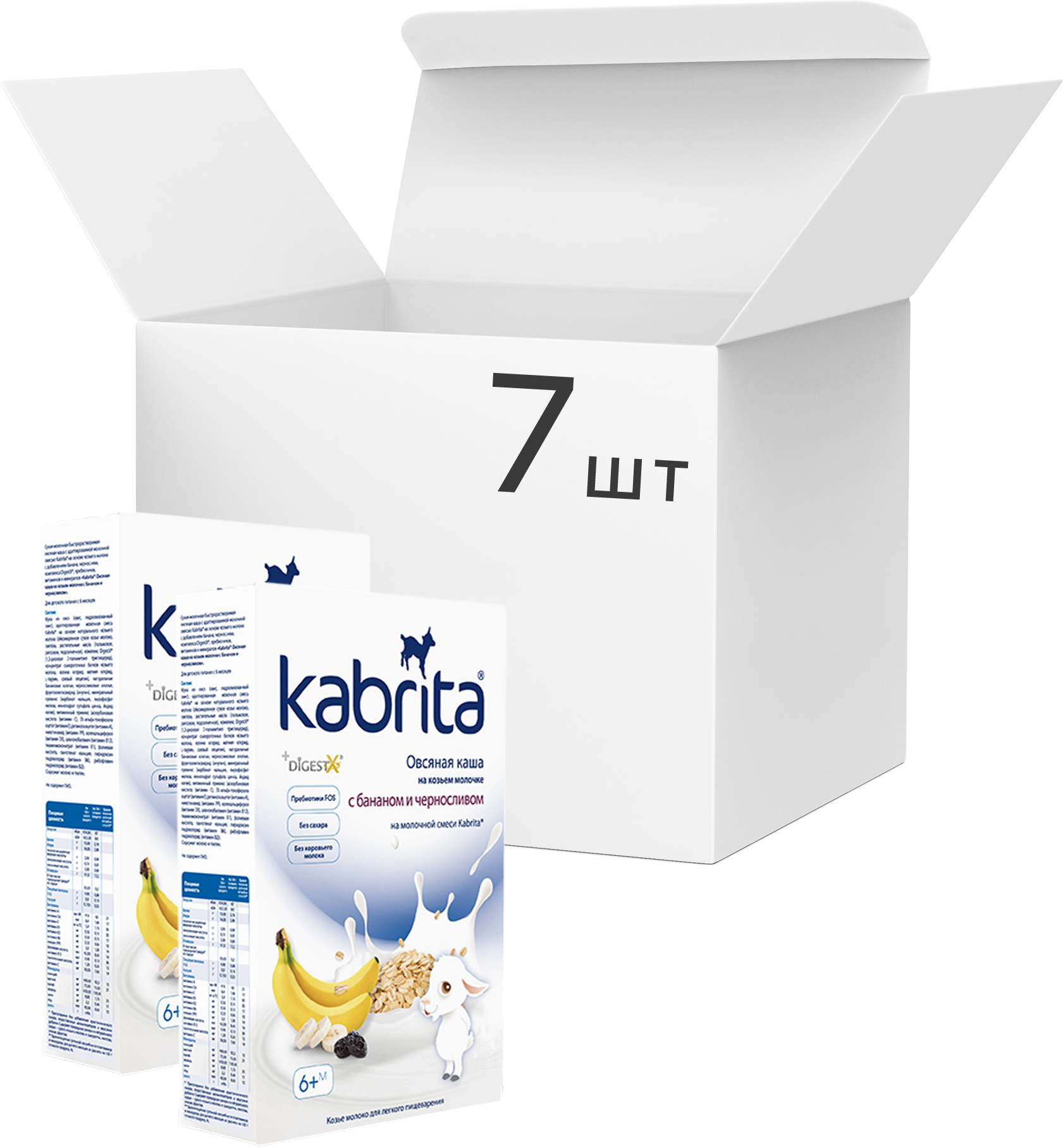 Акція на Упаковка овсяной каши на основе козьего молока Kabrita с бананом и черносливом для детей от 6 месяцев 180 г х 7 шт (8716677008011) від Rozetka UA