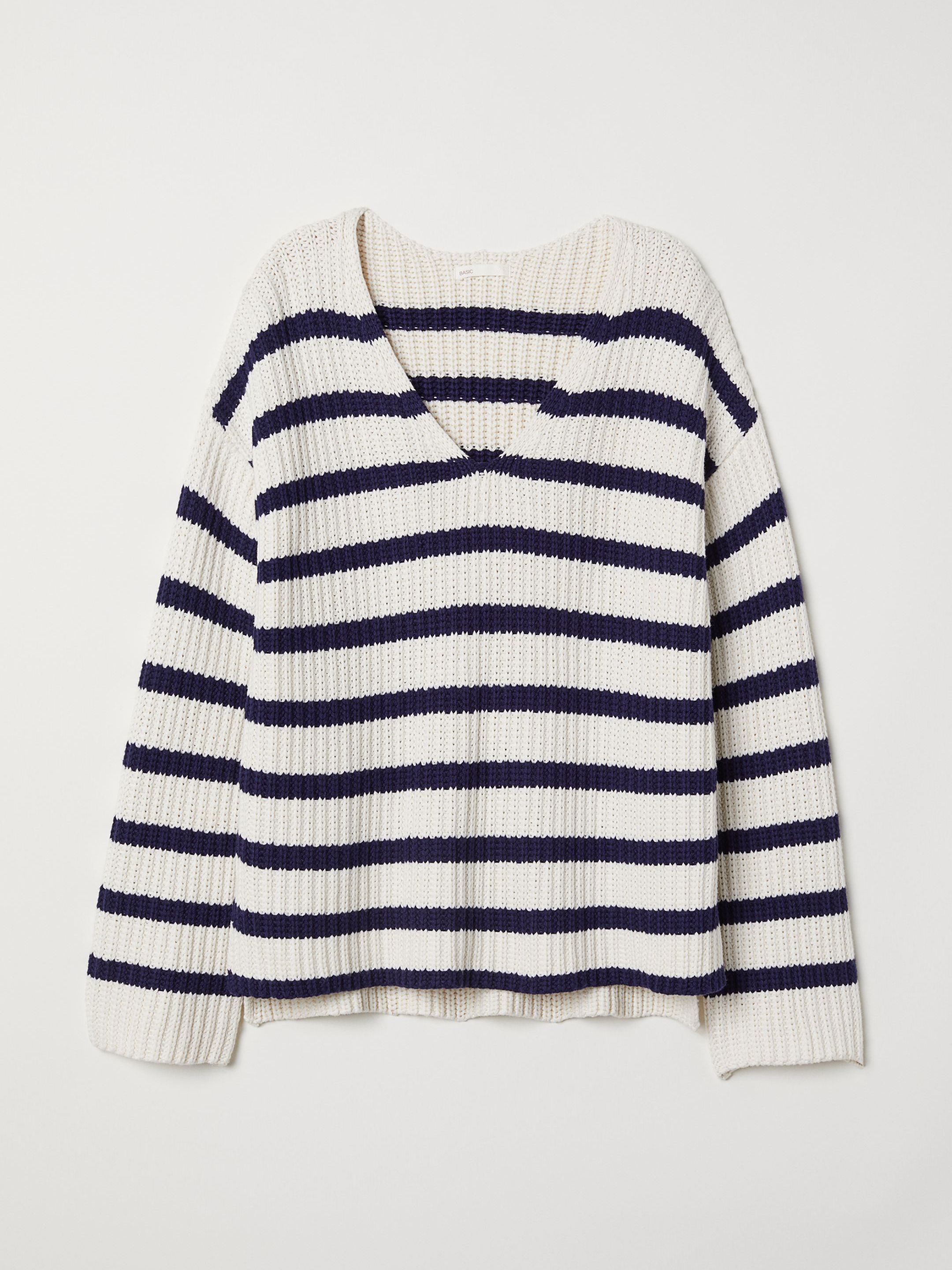 

Пуловер H&M 6579258wt M Молочно-синий в полоску